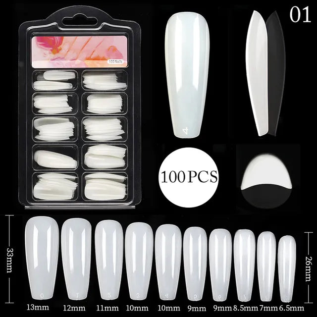 Crazy Gels Coffin Nail Art Press on False Nails Fake Nails Coffin Gel Nails Extension System Full Cover Short Nail Soft Gel Tips Accessories Tool