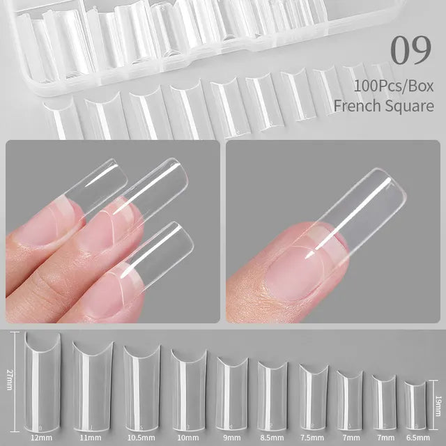 Crazy Gels L-Coffin Nail Art Press on False Nails Fake Nails Coffin Gel Nails Extension System Full Cover Short Nail Soft Gel Tips Accessories Tool