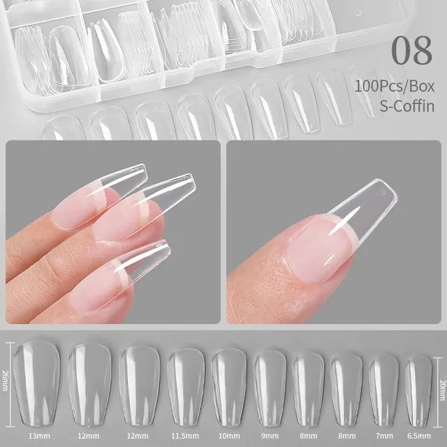 Crazy Gels Nail Art Press on False Nails Fake Nails Coffin Gel Nails Extension System Full Cover Short Nail Soft Gel Tips Accessories Tool