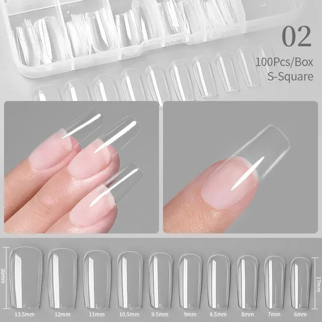 Crazy Gels S-Square Nail Art Press on False Nails Fake Nails Coffin Gel Nails Extension System Full Cover Short Nail Soft Gel Tips Accessories Tool