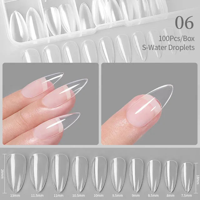 Crazy Gels S-Water Droplets Nail Art Press on False Nails Fake Nails Coffin Gel Nails Extension System Full Cover Short Nail Soft Gel Tips Accessories Tool