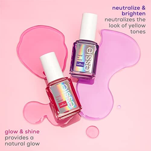 essie essie Nail Care, 8-Free Vegan, Hard To Resist Nail Strengthener, Glow and Shine, pink tint, 0.46 fl oz