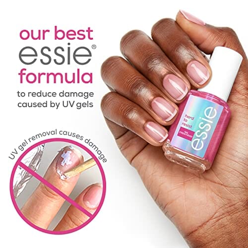 essie essie Nail Care, 8-Free Vegan, Hard To Resist Nail Strengthener, Glow and Shine, pink tint, 0.46 fl oz