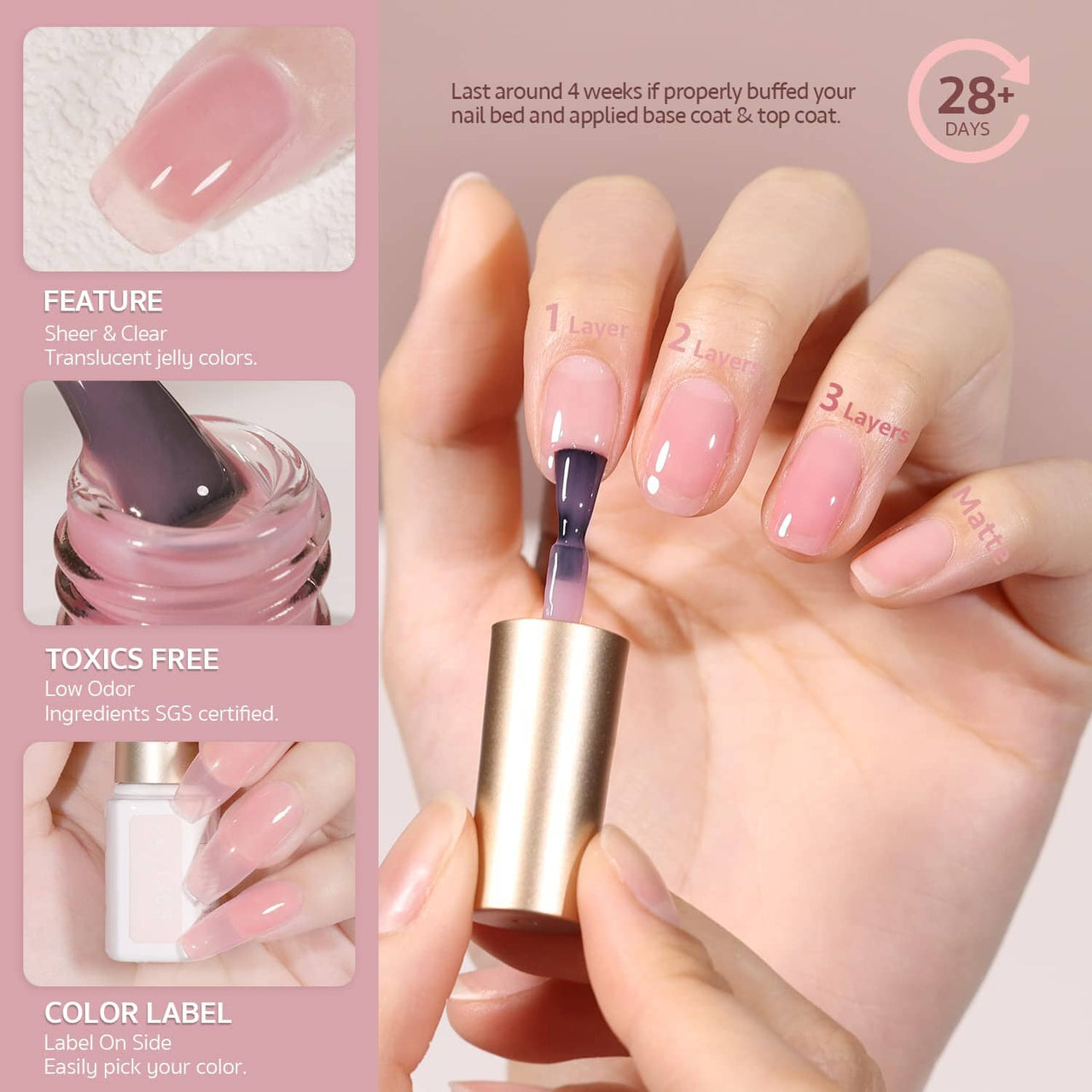 GAOY Jelly Nude Pink | Gel Nail Polish | GAOY