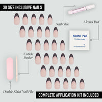 Thumbnail for Glamnetic Glamnetic Press On Nails - Caviar | Semi-Transparent, Short Almond Nails, Reusable | 15 Sizes - 30 Nail Kit with Glue