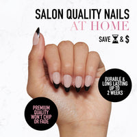 Thumbnail for Glamnetic Glamnetic Press On Nails - Caviar | Semi-Transparent, Short Almond Nails, Reusable | 15 Sizes - 30 Nail Kit with Glue