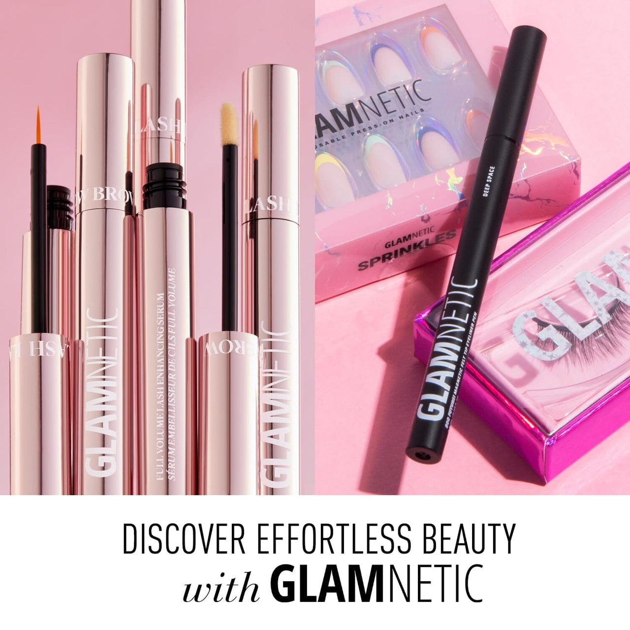 Glamnetic Glamnetic Press On Nails - Caviar | Semi-Transparent, Short Almond Nails, Reusable | 15 Sizes - 30 Nail Kit with Glue