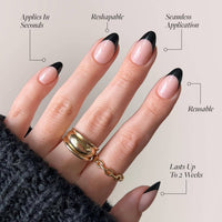 Thumbnail for Glamnetic Glamnetic Press On Nails - Caviar | Semi-Transparent, Short Almond Nails, Reusable | 15 Sizes - 30 Nail Kit with Glue