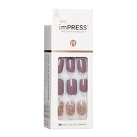 Thumbnail for imPRESS imPRESS KISS No Glue Mani Press On Nails, Design, 'Flawless', Gray, Short Size, Squoval Shape, Includes 30 Nails, Prep Pad, Instructions Sheet, 1 Manicure Stick, 1 Mini File