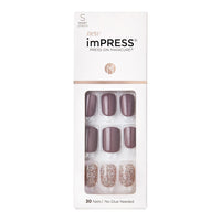 Thumbnail for imPRESS imPRESS KISS No Glue Mani Press On Nails, Design, 'Flawless', Gray, Short Size, Squoval Shape, Includes 30 Nails, Prep Pad, Instructions Sheet, 1 Manicure Stick, 1 Mini File
