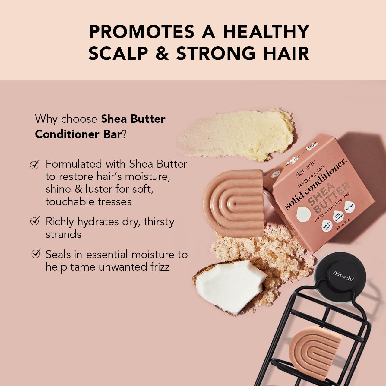 Kitsch Beauty Shea Butter Kitsch Shea Butter Conditioner Bar for Hair Hydration | Nourishing Hair Mask