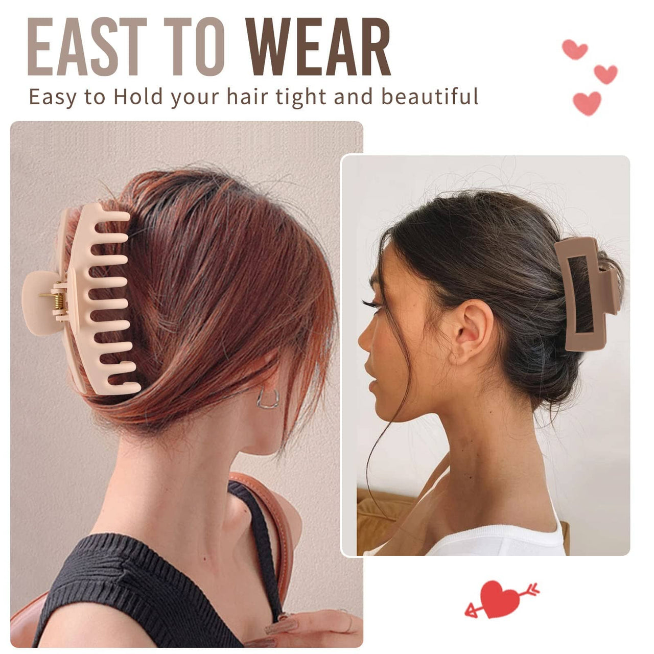 LuSeren LuSeren Hair Clips for Women 4.3 Inch Large Hair Claw Clips for Women Thin Thick Curly Hair, Big Matte Banana Clips,Strong Hold jaw clips,Neutral Colors