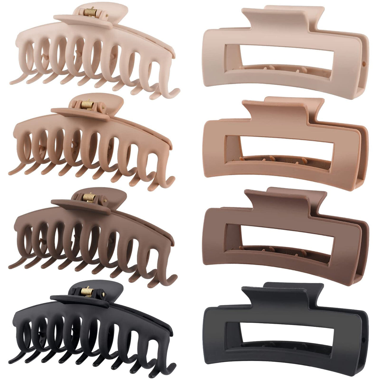 LuSeren LuSeren Hair Clips for Women 4.3 Inch Large Hair Claw Clips for Women Thin Thick Curly Hair, Big Matte Banana Clips,Strong Hold jaw clips,Neutral Colors