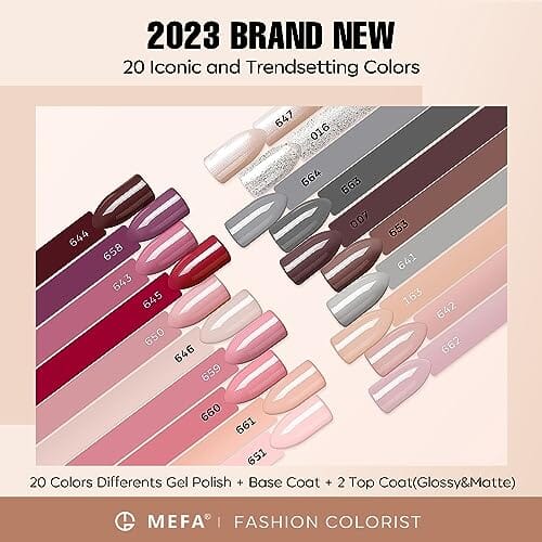 MEFA Nude-Pink Collection | 20 Colours | MEFA |  23 Pcs Gel Nail Polish Kit