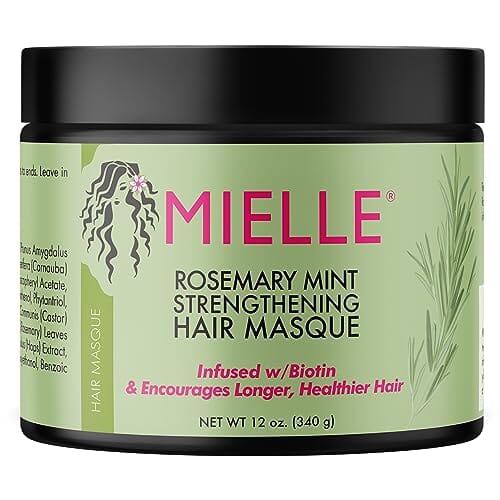 Mielle Organics 12 Oz Mielle Organics Rosemary Mint Strengthening Hair Masque, Essential Oil & Biotin Deep Treatment, Miracle Repair for Dry, Damaged, & Frizzy Hair, 12 Ounces