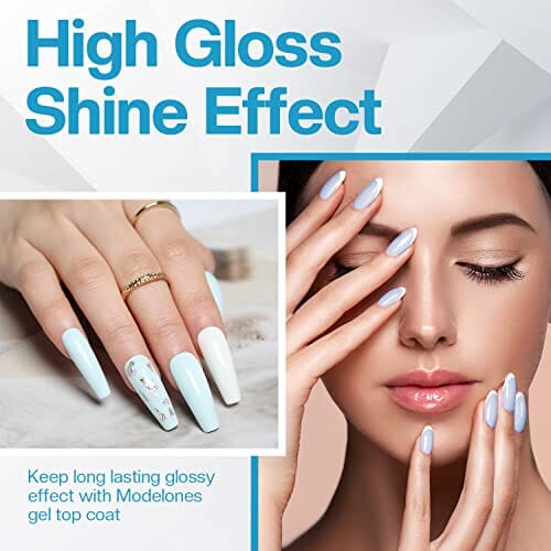 modelones modelones Gel Nail Polish Top Coat- 15ml No Wipe, High Gloss Shiny Long Lasting Top Gel for Clear Nail Gel and Acrylic Nails, for Home DIY and Nail Salon