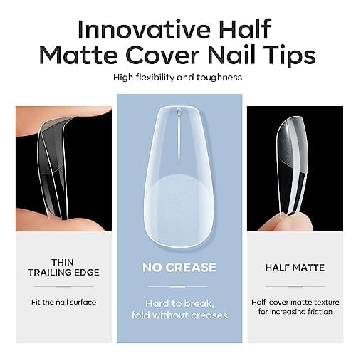 modelones Modelones Nail Tips and Glue Gel Kit | 500Pcs Half Matte | Medium Coffin