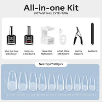 Thumbnail for modelones Modelones Nail Tips and Glue Gel Kit | 500Pcs Half Matte | Medium Coffin