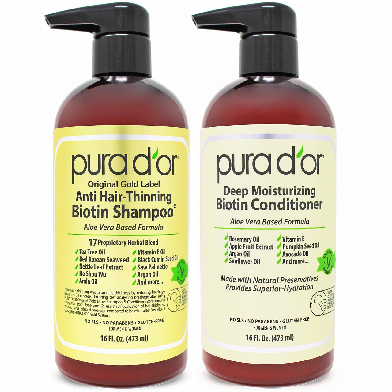 PURA D'OR PURA D'OR  Shampoo and Conditioner Set