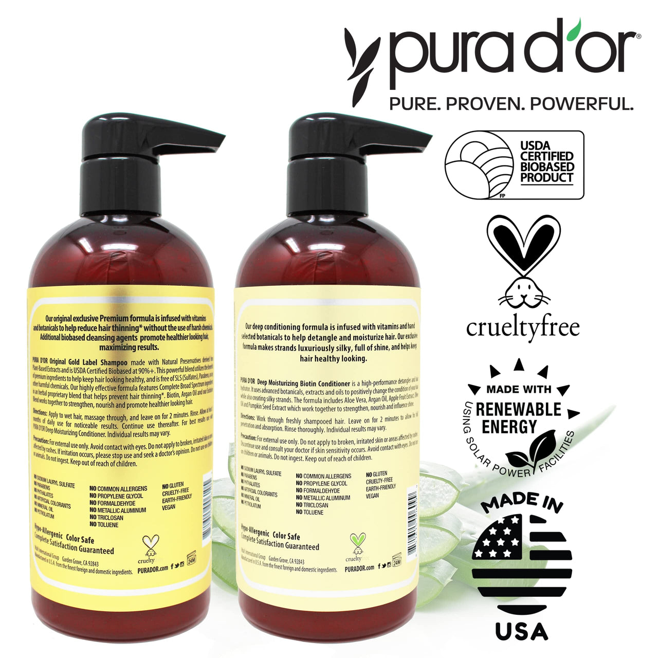 PURA D'OR PURA D'OR  Shampoo and Conditioner Set