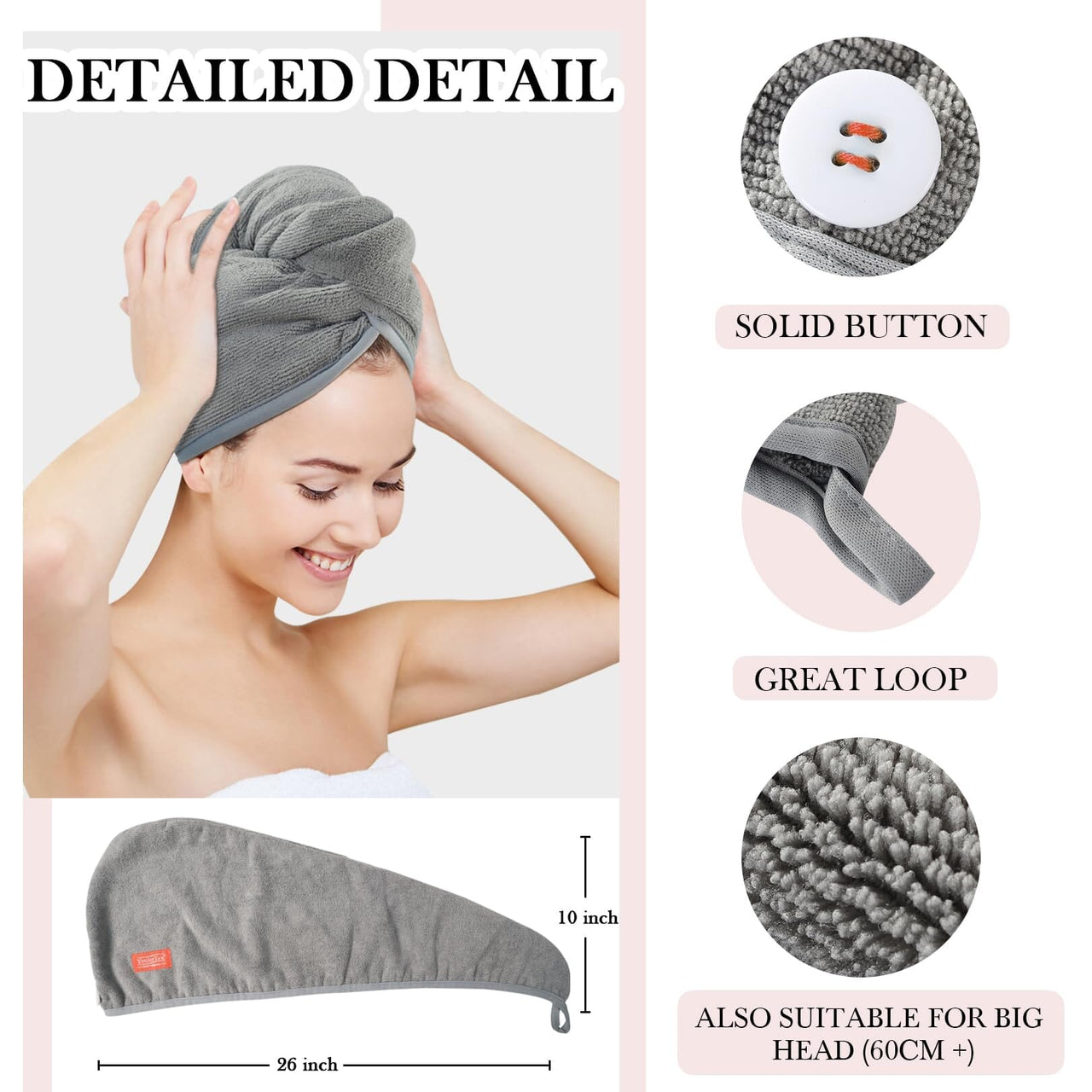 YoulerTex YoulerTex Microfiber Hair Towel x2